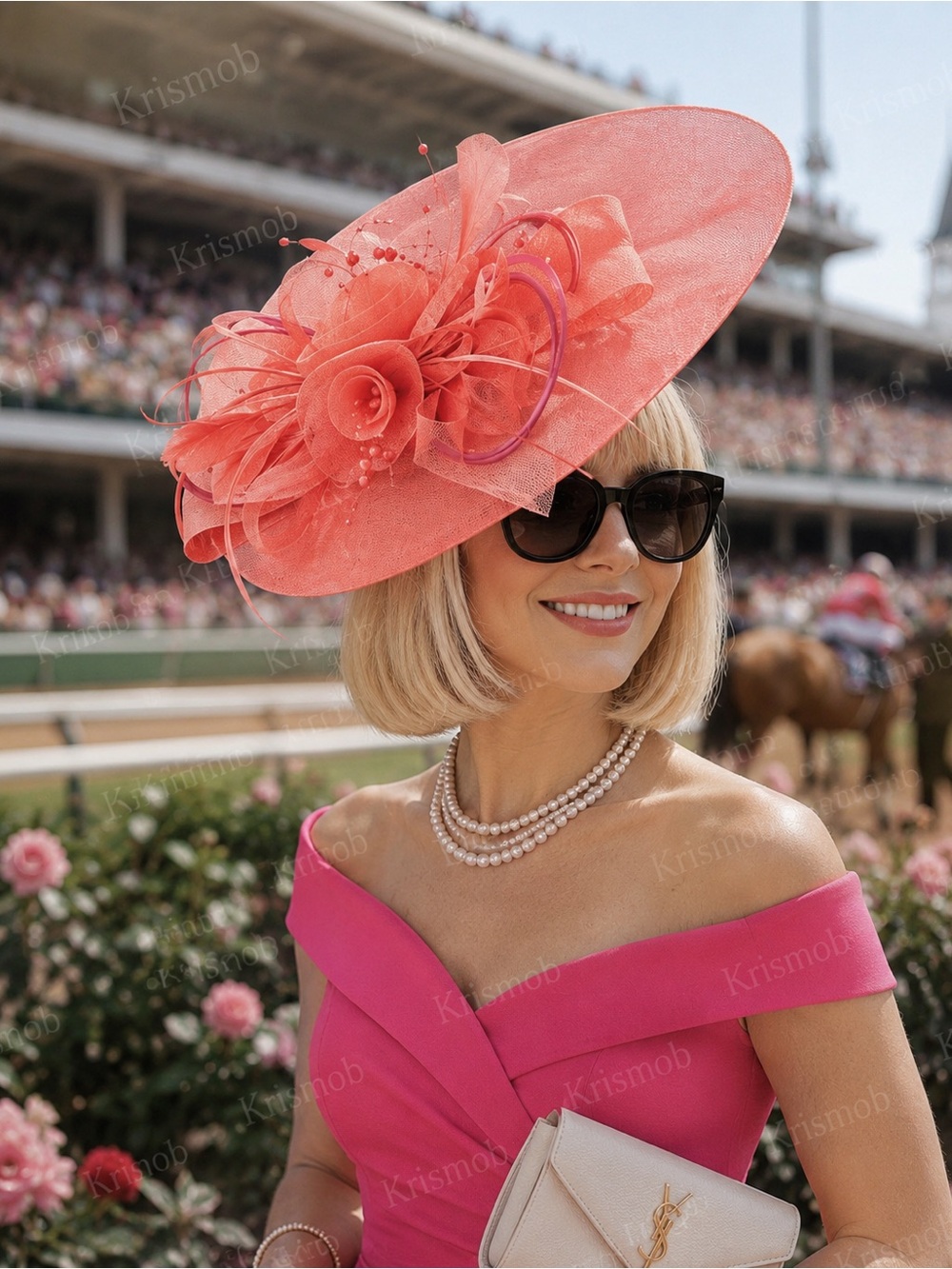 Kentucky Derby Wide Brim Sinamay Fascinator Hat | Wedding + Church + Race Day